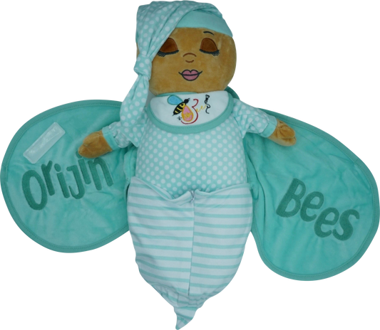 Nu'Bee Plush Baby Doll - Mint | Newborn Plush Doll | Plush Doll for Infants | Toddler's Plush Doll | Orijin Bees