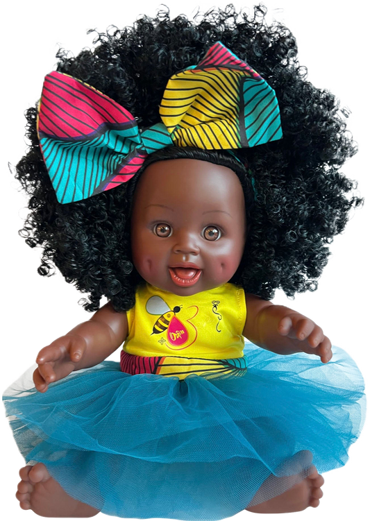 Cocoa Belle Bee Baby Doll | Curly Hair Doll | Latino Doll | African Doll | Orijin Bees