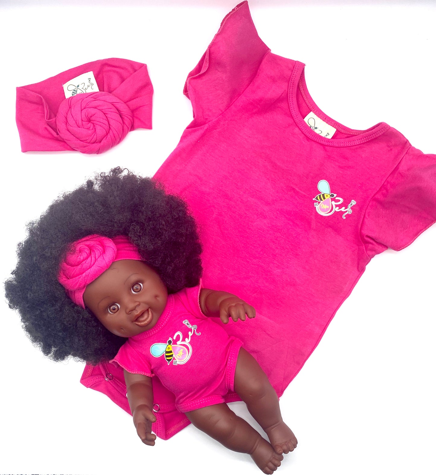 Matching Girl/Doll Romper & Headbands Set (doll sold separately)