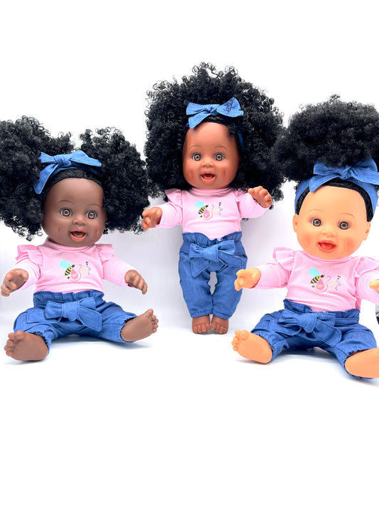 Denim Outfit - 4 Piece Set for Baby Bee (doll sold separately)
